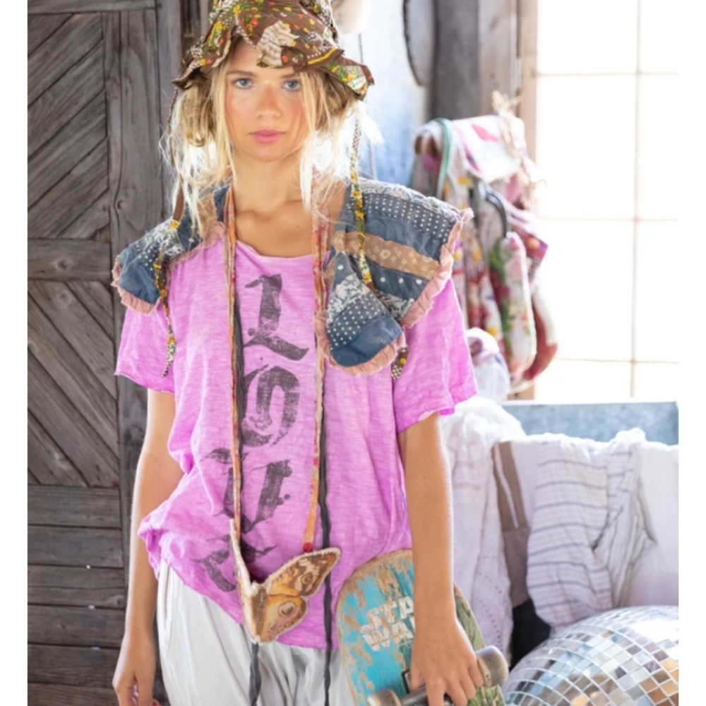 Magnolia Pearl Abbey Love Tee Allium Cotton Jersey Boyfriend Cut OS